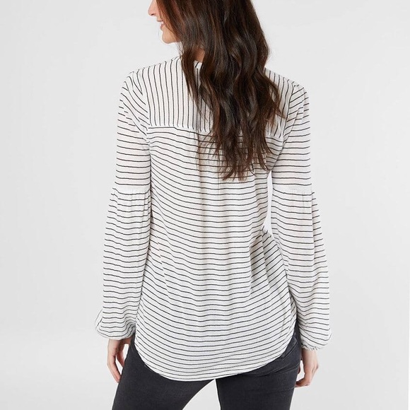 Lucky Brand Comfy White Striped Button Down - Picture 2 of 6